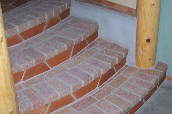 curved brick stairs