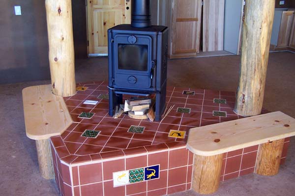 small fireplace island bench