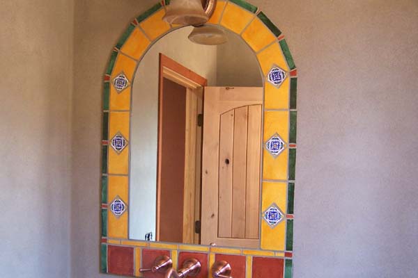 tiled border-arched mirror