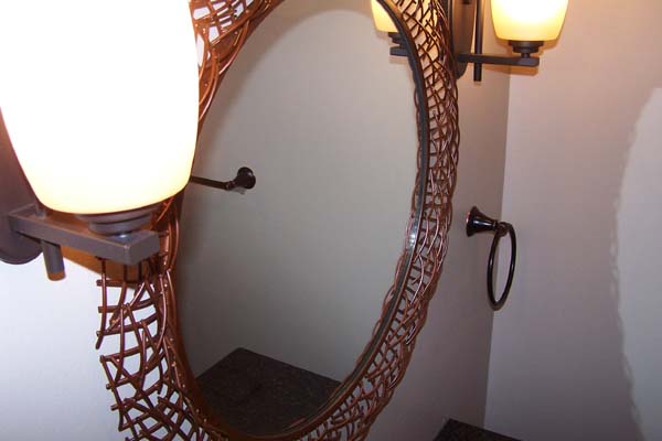 copper framed mirror
