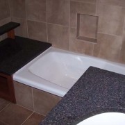 granite tops vanity and tub shelves