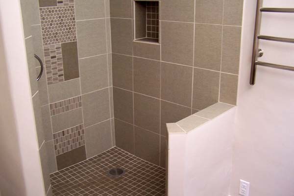 Walk in shower with new tile design