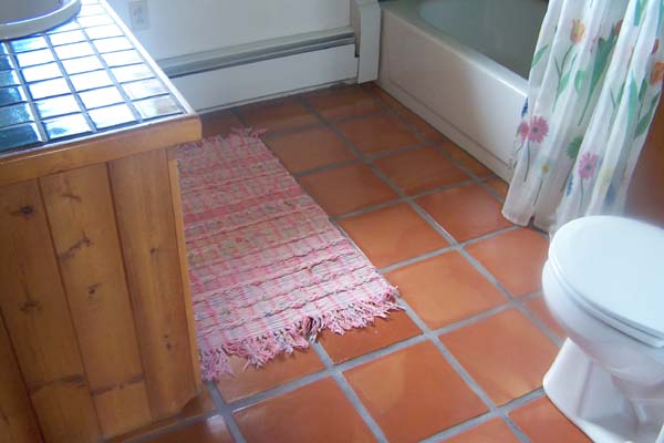 new saltillo tiled bathroom floor