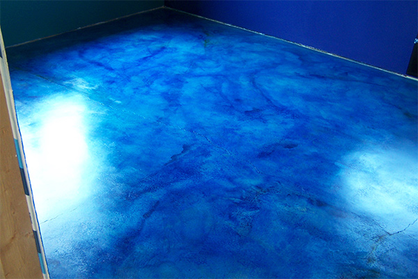 deep blue cement floor