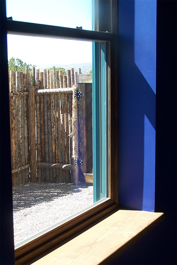 window with dark sill and bright colors
