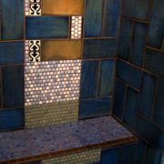 mosaic shower with multiple tile styles