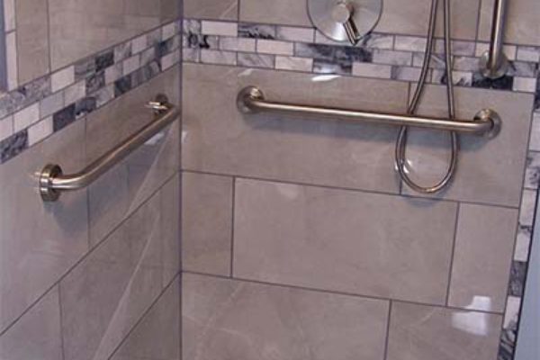 custom grey tiled shower