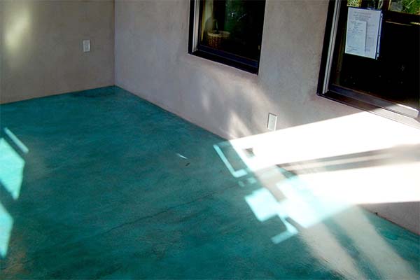 alt view of turquoise stained floor
